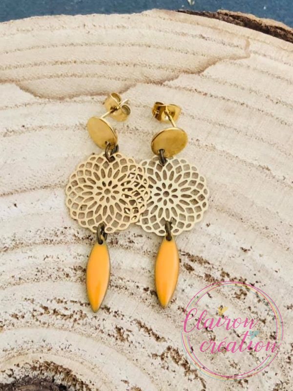 La paire de Boucles ROSACES (6) Orange
