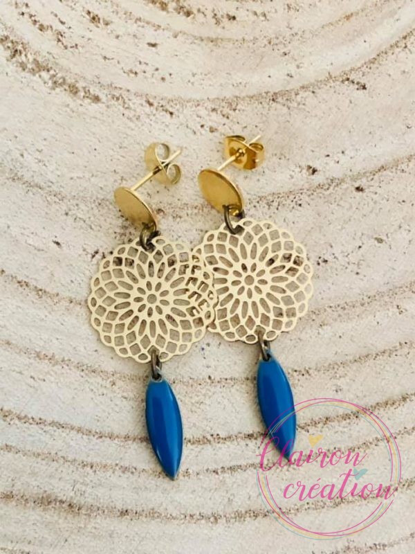 La paire de Boucles ROSACES (9) Bleu