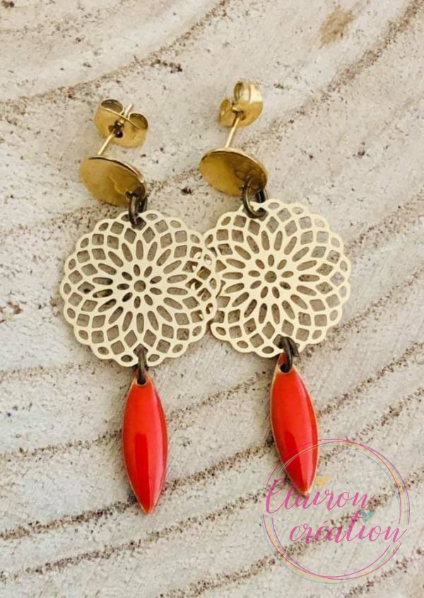 La paire de Boucles ROSACES (7) Corail