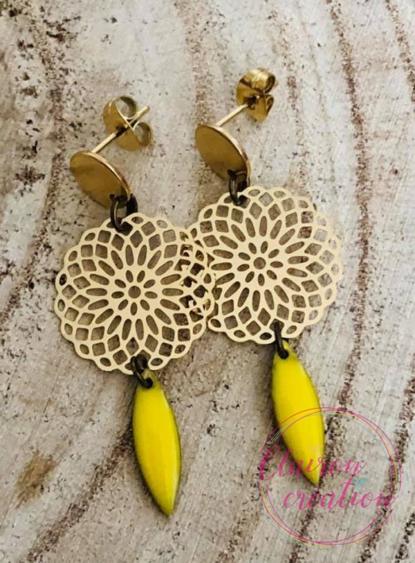 La paire de Boucles ROSACES (1) Jaune