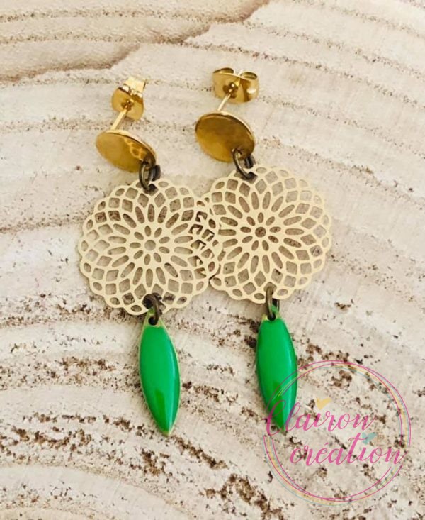 La paire de Boucles ROSACES (4) Vert