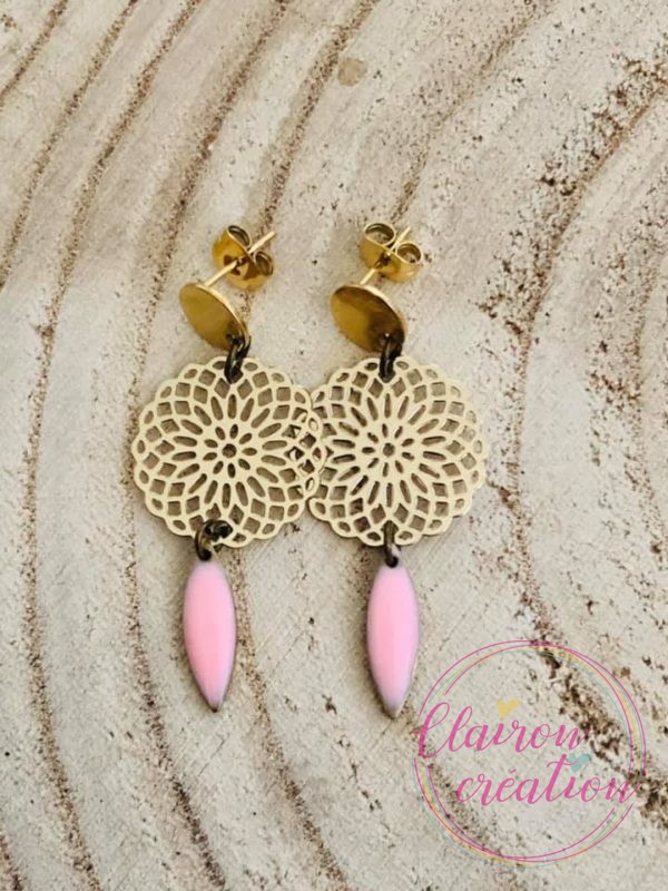 La paire de Boucles ROSACES (2) Rose
