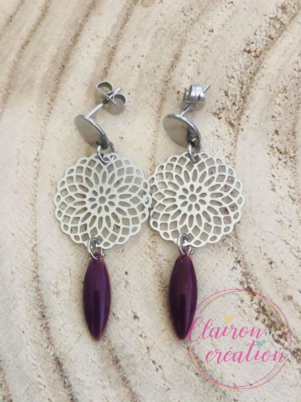 La paire de Boucles ROSACES argentées (20) gris