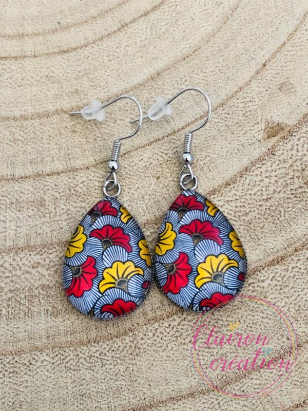 Boucles goutte WAX rouge et jaune