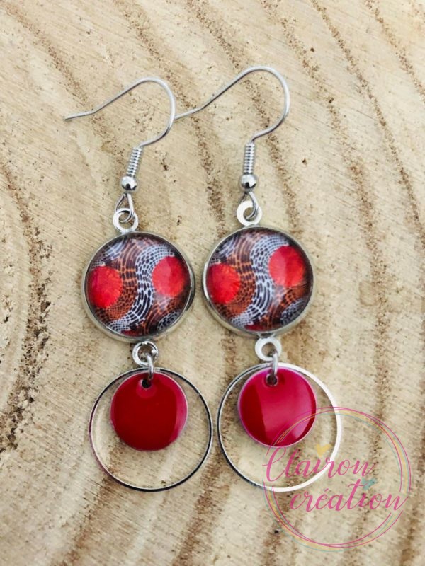 Boucles pendantes rouge