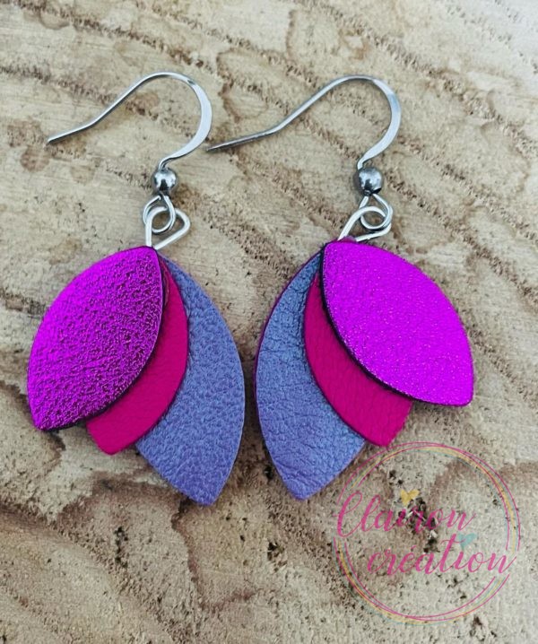 Boucles en pétales de CUIR (3)