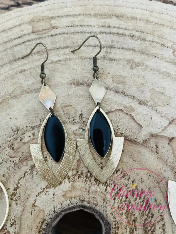 Boucles losange noir & or