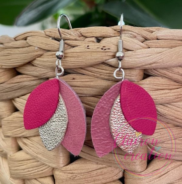 Boucles en pétales de CUIR (10)