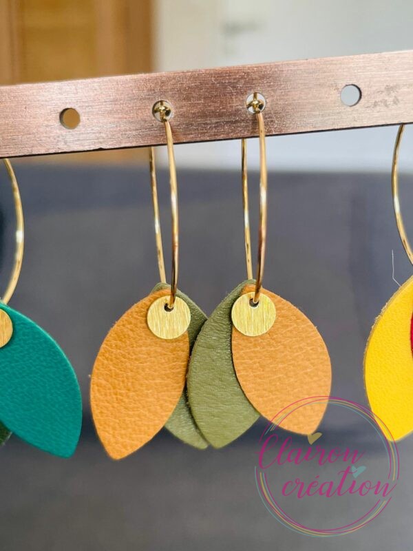 Boucles Cuir Deux Pétales