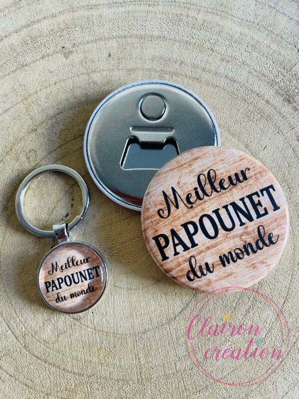 Lot décapsuleur magnétique + porte clé Papa (2)