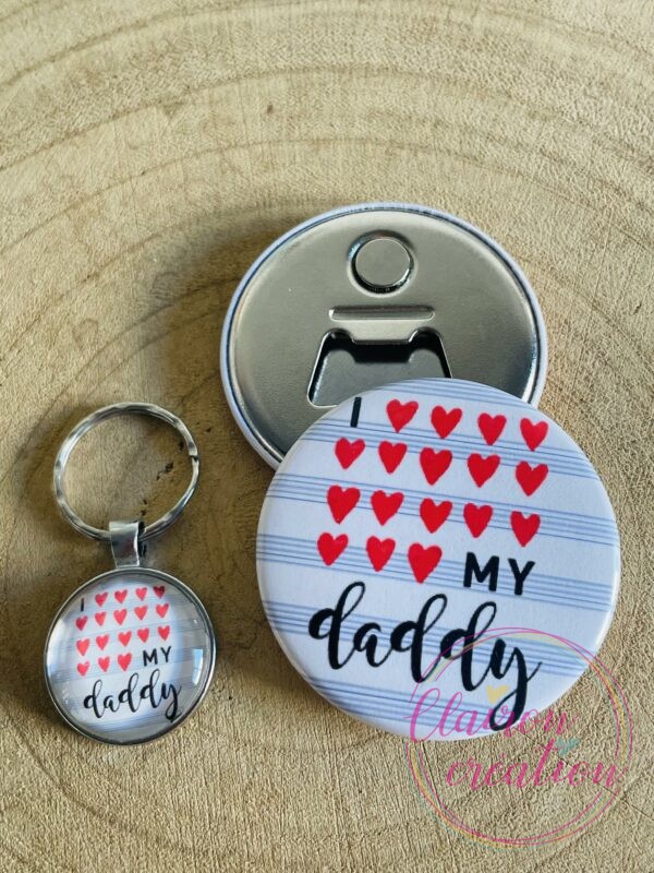 Lot décapsuleur magnétique + porte clé Papa (8)