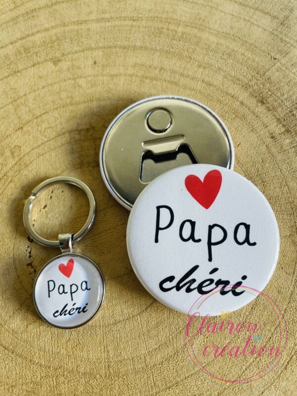Lot décapsuleur magnétique + porte clé Papa (3)