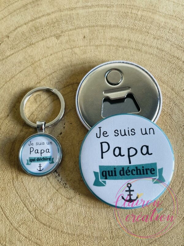 Lot décapsuleur magnétique + porte clé Papa (9)