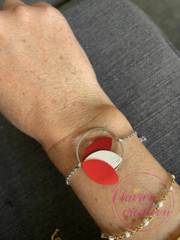 Bracelet 3 pétales de cuir (4)