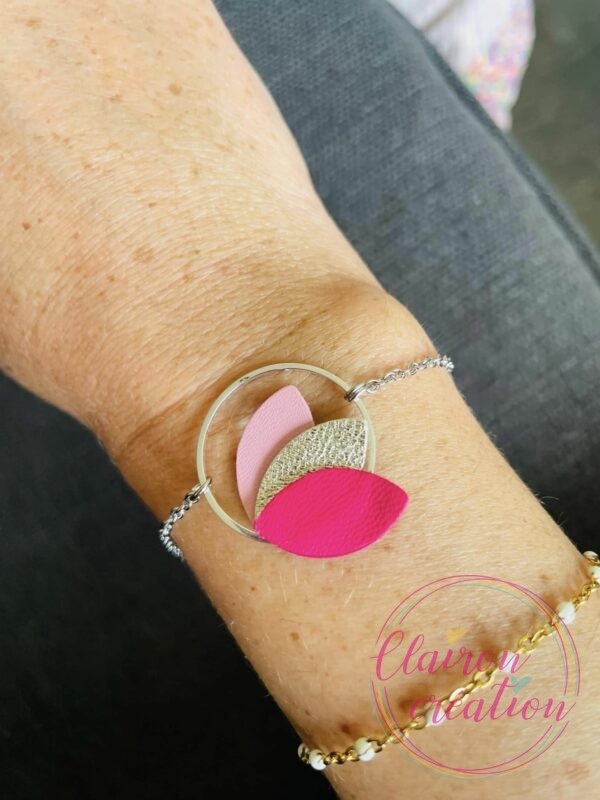 Bracelet 3 pétales de cuir (5)