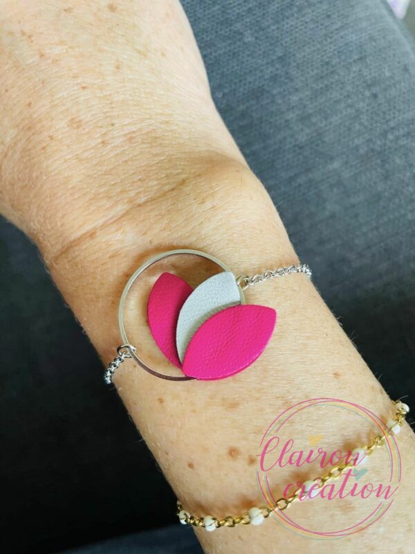 Bracelet 3 pétales de cuir (7)