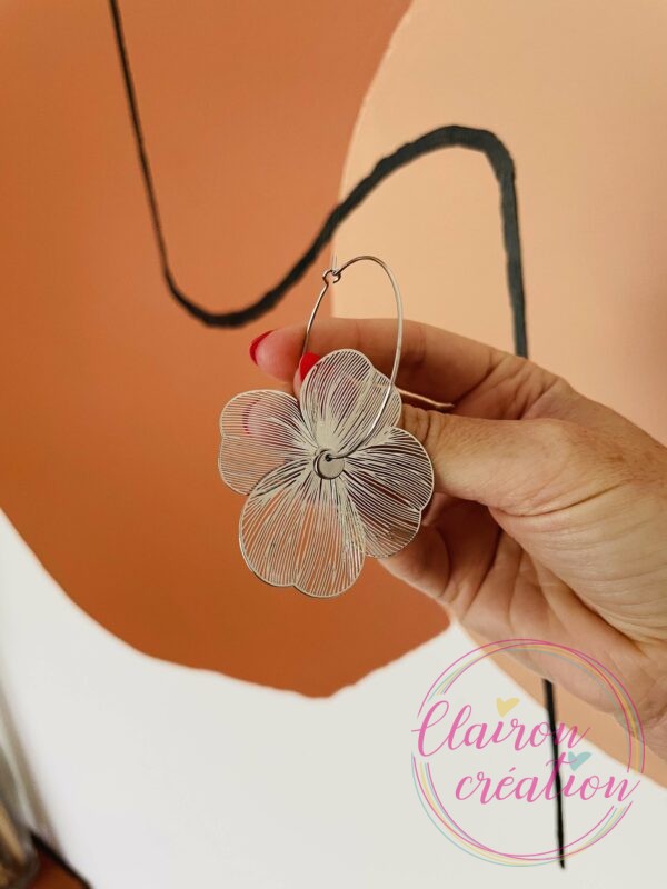 Boucles Argentées "FLEUR OLYMPE" (2)