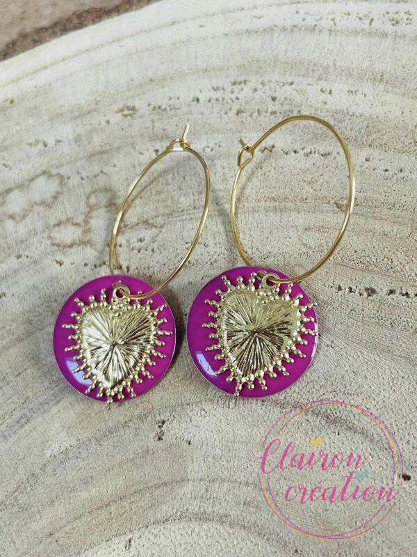 Boucles Coeur Artus Rose