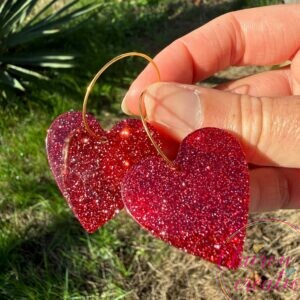 Boucles d'oreilles COEUR + Paillettes (2)