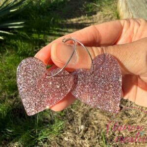Boucles d'oreilles COEUR + Paillettes (4)