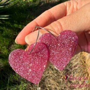 Boucles d'oreilles COEUR + Paillettes (6)