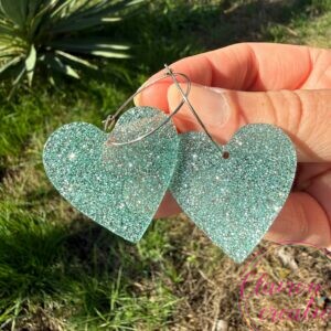 Boucles d'oreilles COEUR + Paillettes (1)