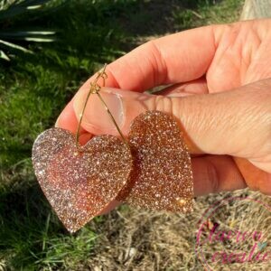 Boucles d'oreilles COEUR + Paillettes (7)